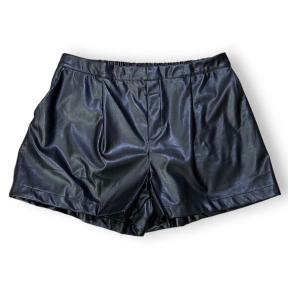 HEYSON High Waist Faux Leather Black Shorts, NWT! Size 1XL - Picture 1 of 6